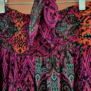 Colorful sun dress Strapless with tie